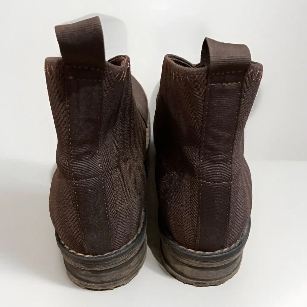 Charleston Shoe Co Barcelona Brown Herringbone Ankle Boot Womens Size 7